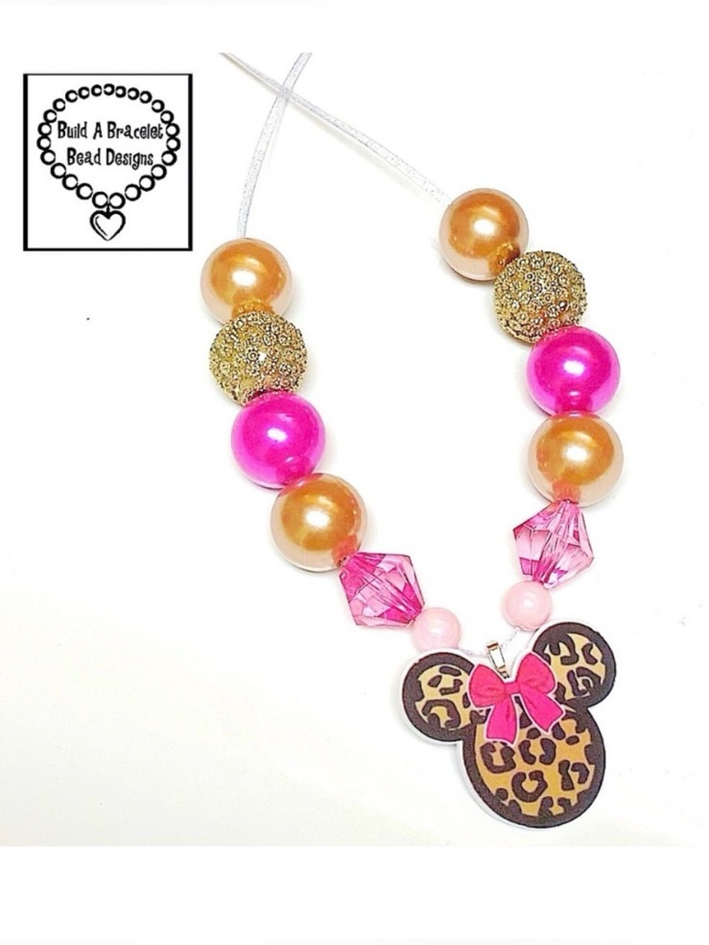 Handmade Minnie Mouse Inspired Bubblegum Necklace Disney Jewelry Kids Gift